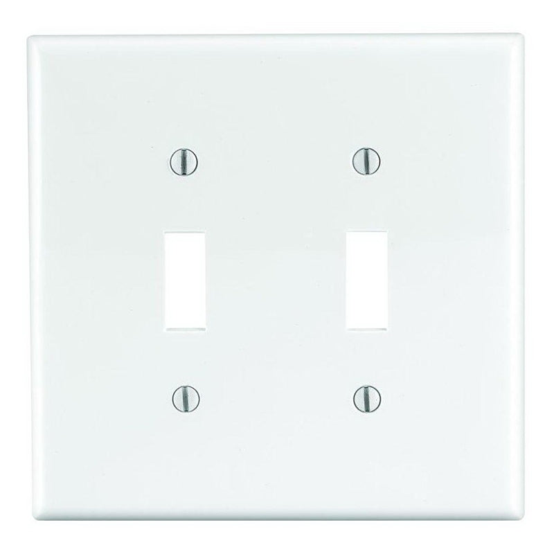Leviton PJ2-W Wallplate, 4-7/8 in L, 4.94 in W, 2-Gang, Thermoplastic Nylon, White