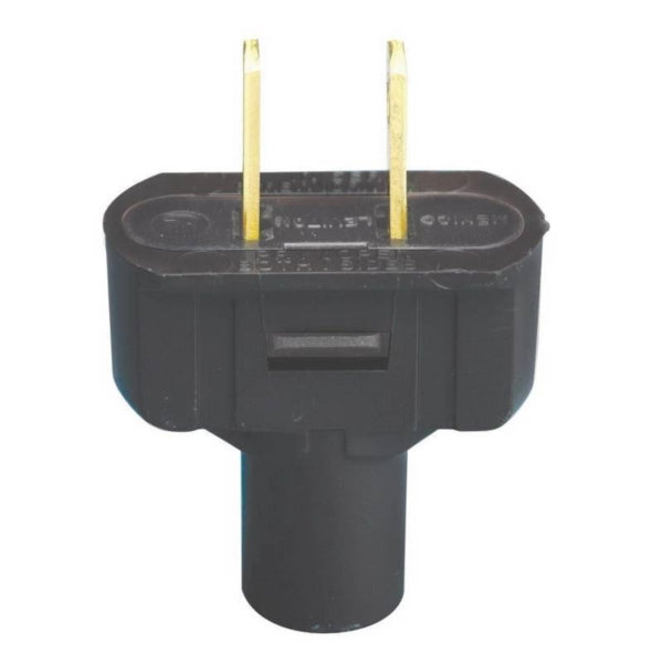Leviton 002-48643-00E Electrical Plug, Non-Polarized, Short Flat, 1/8 in, 2-Pole, 15 A, 125 V, NEMA: NEMA 1-15P, Black