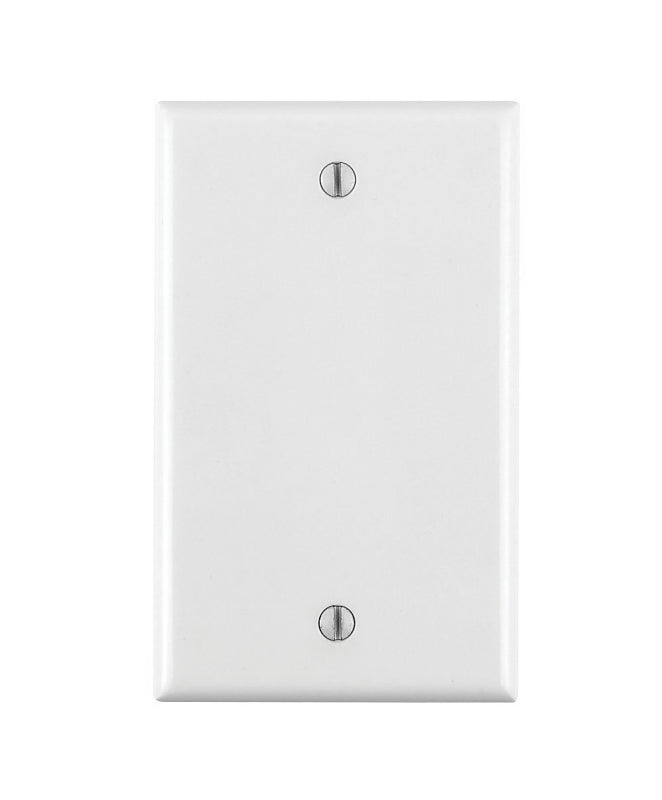 Leviton 002-80714-00W Blank Wallplate, 4-1/2 in L, 2-3/4 in W, 0.22 in Thick, 1-Gang, Thermoplastic Nylon, White
