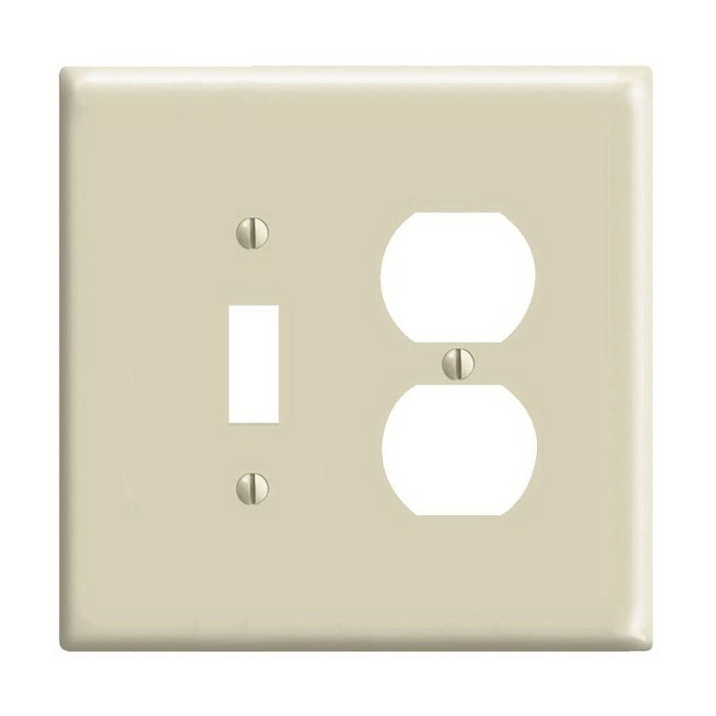 Leviton 0PJ18-I Combination Wallplate, 4-3/8 in L, 4.94 in W, Midway, 2-Gang, Nylon, Ivory, Device Mounting