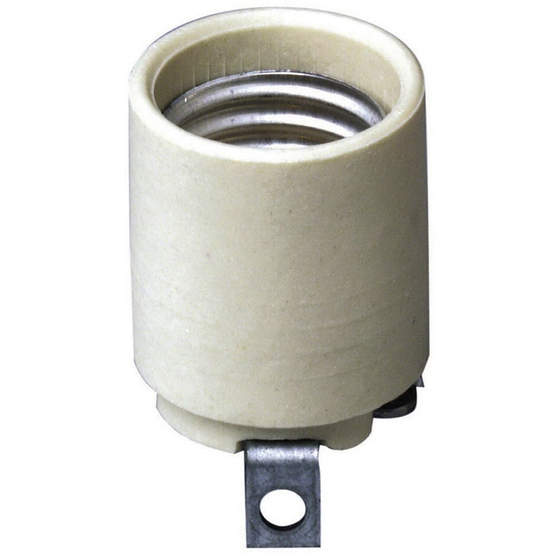 Leviton 3152-F Lamp Holder, 1-Circuit, Keyless, 1.38 in Dia x 1.52 in D Dimensions, 250 V, 660 W, White