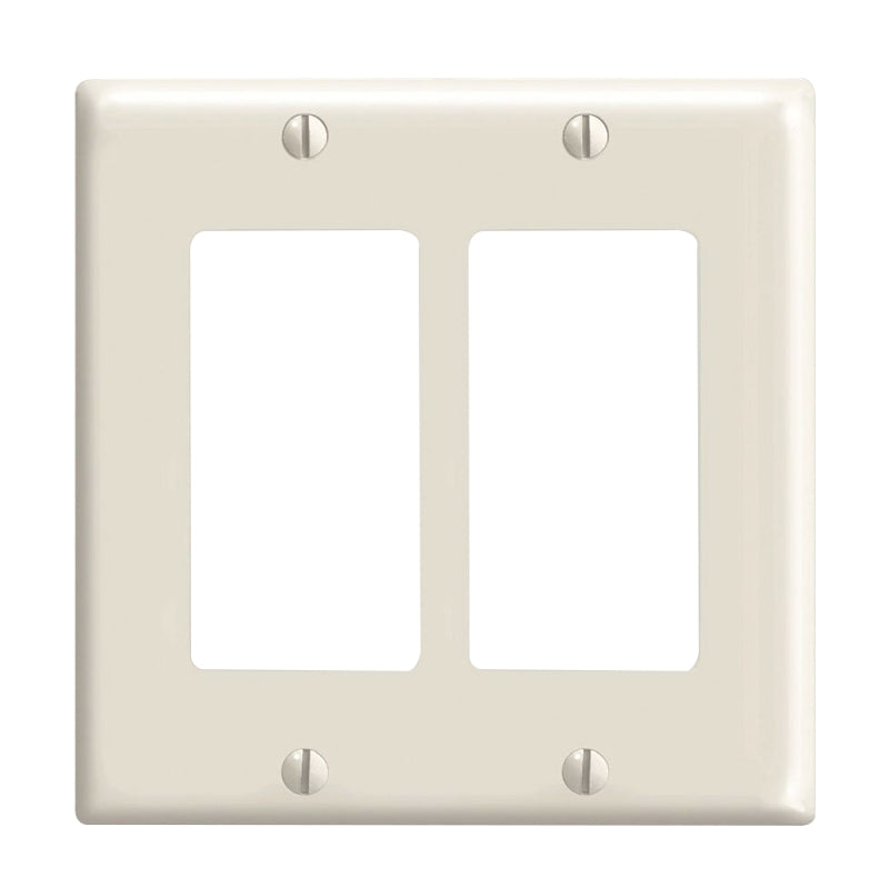 Decora 80409-T Wallplate, 4-1/2 in L, 4.56 in W, 2-Gang, Thermoset Plastic, Light Almond, Smooth