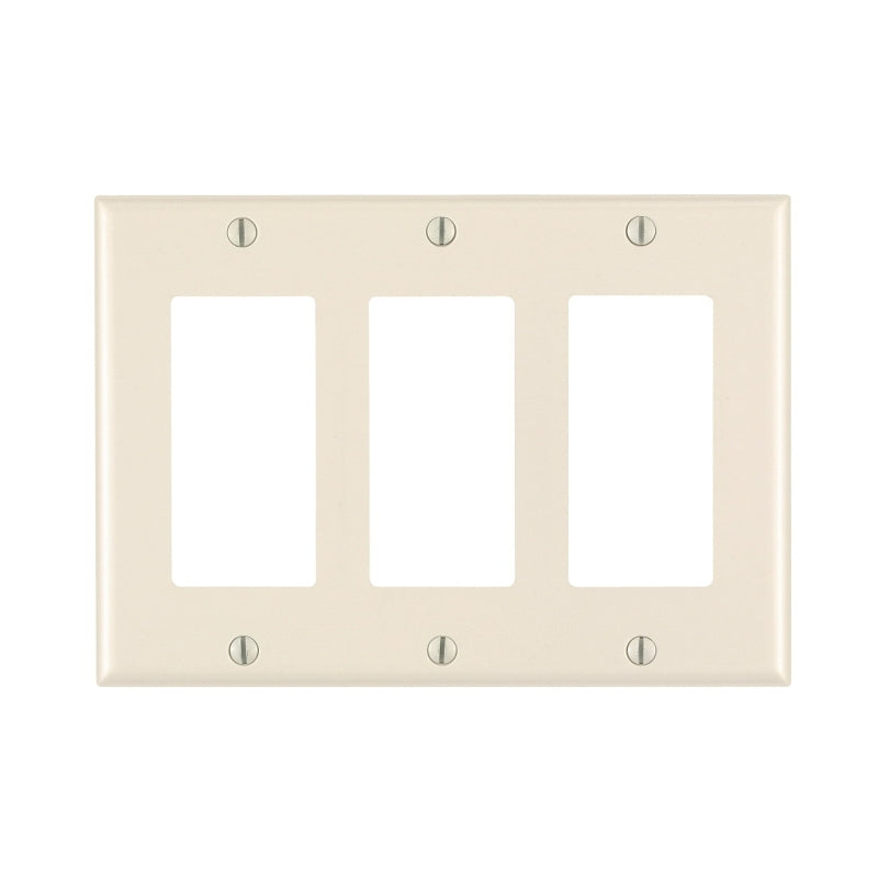 Decora 80411-T Wallplate, 4-1/2 in L, 6-3/8 in W, 3-Gang, Thermoset Plastic, Light Almond, Smooth