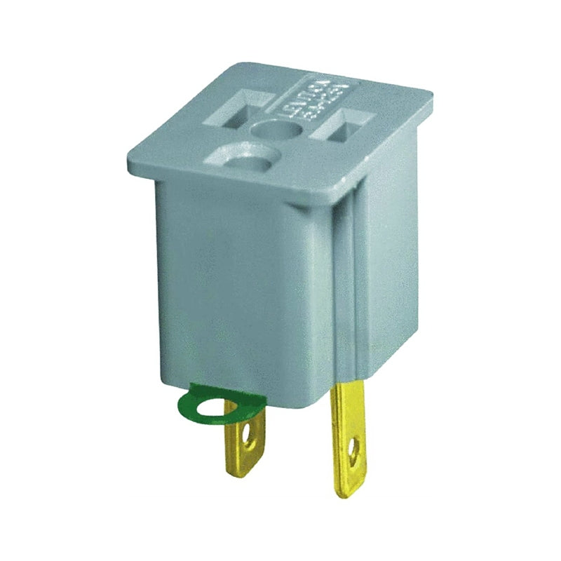 Leviton 028-00274-000 Outlet Adapter, 2-Pole, 15 A, 125 V, 1-Outlet, NEMA: NEMA 5-15R, 1-15R, Gray