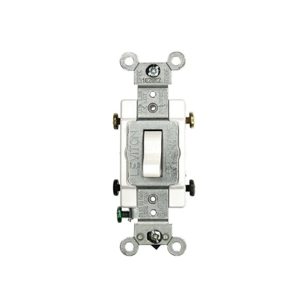 Leviton CS215-2W Switch, 15 A, 120/277 V, Lead Wire Terminal, NEMA WD-1, WD-6, Thermoplastic Housing Material