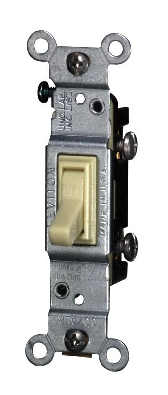 Leviton 2651-2I Series Switch, Ivory, 1 Poles, 120 V, Push-In Terminal, Thermoplastic Housing Material