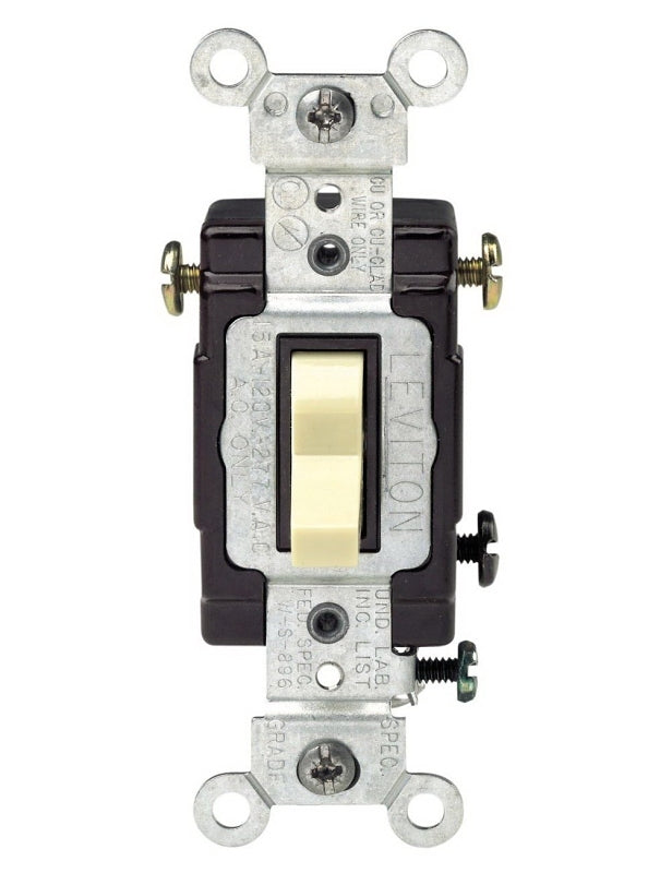 Leviton C21-05503-LHI Series Toggle Switch, Ivory, 1-Poles, 15 A, 120 V, Thermoplastic Housing Material
