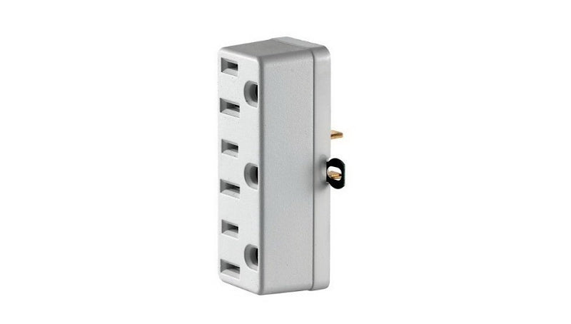 Leviton C22-00698-00W Triple Tap Outlet Adapter, 2-Pole, 15 A, 125 V, 3-Outlet, NEMA: NEMA 5-15R