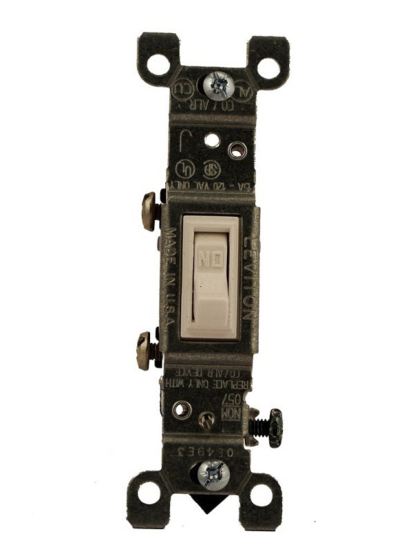 Leviton C22-02651-02W Toggle Switch, 15 A, 120 V, Screw Terminal, Thermoplastic Housing Material, White