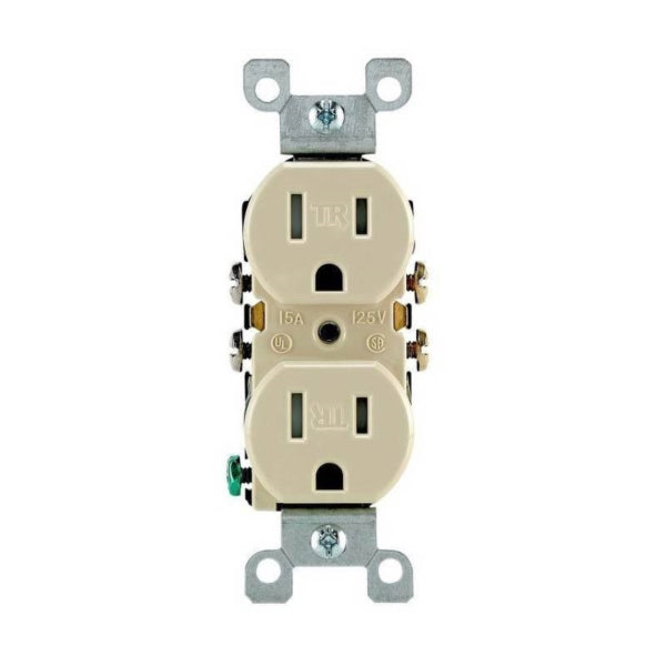 Leviton M21-T5320-IMP Duplex Receptacle, Thermoplastic, Ivory, 2-Pole, 15 A, 125 V, Push-In, Side Wiring