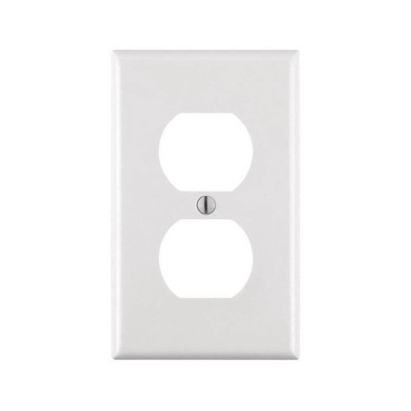 Leviton M24-88003-WMP Receptacle Wallplate, 4-1/2 in L, 2-3/4 in W, 1 -Gang, Plastic, White, Smooth