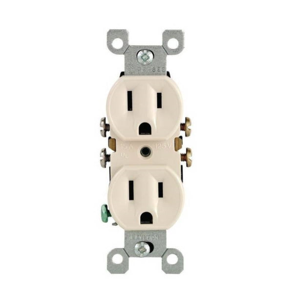 Leviton M26-05320-TMP Duplex Receptacle, Thermoplastic, Light Almond, 2-Pole, 15 A, 125 V, 14 to 10 AWG Wire