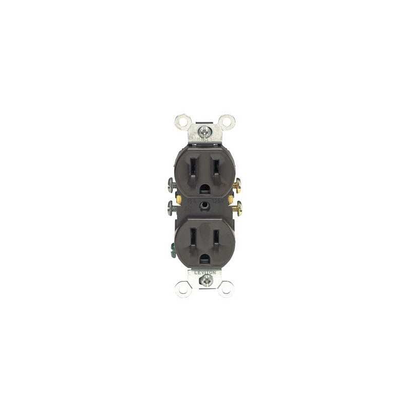 Leviton S00-05320-00S Duplex Receptacle, Thermoplastic, Brown, 2-Pole, 15 A, 125 V, Push-In, Side Wiring, NEMA: 5-15R