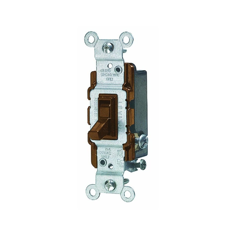 Leviton S02-01453-2WS Toggle Switch, 15 A, 120 V, 3-Position, SPDT, Push-In Terminal, Thermoplastic Housing Material