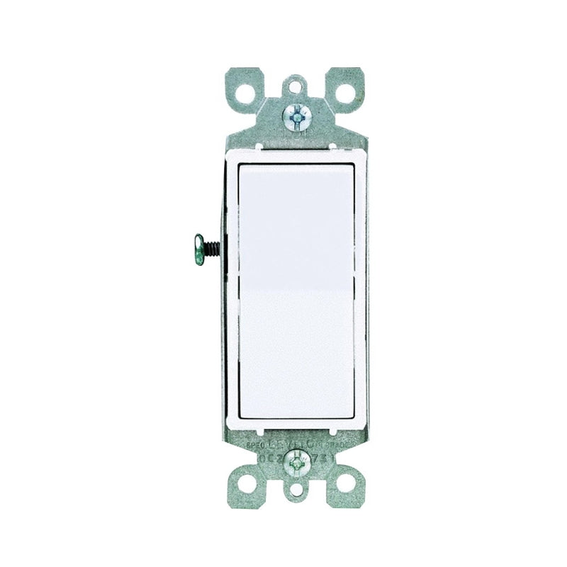 Leviton S12-05601-2WS Rocker Switch with Ground Screw, 15 A, 120/277 V, SPST, Lead Wire Terminal