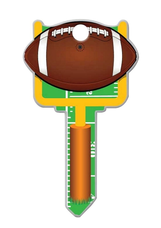 Lucky Line Key Shapes Series B121S Key Blank, Football, Brass, Enamel-Coated, For: Schlage Locks, Pack of 5