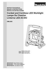 Makita DML805 Flood Light, 18 V, 20-Lamp, LED Lamp, 750 Lumens, Plastic Fixture