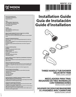Moen 82663/82403 Tub/Shower Faucet, 1.75 gpm Showerhead, 3-Handle, Metal, Chrome Plated