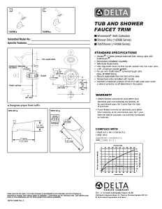 Delta 144996C-BN Bathtub and Shower Faucet with Valve, Single Function Showerhead, 1.75 gpm Showerhead, 1 Spray Settings