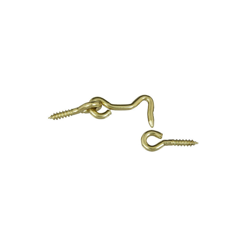 National Hardware V2001 Series N118-083 Hook and Eye, 1-1/2 in L Dimensions, Solid Brass, Solid Brass, 2/PK