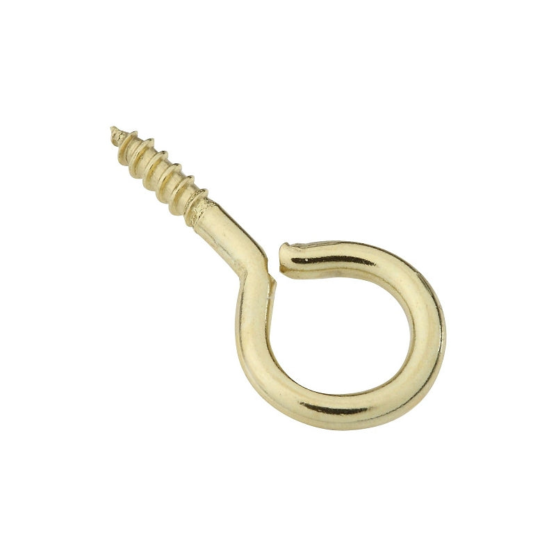 National Hardware N119-305 Screw Eye, #12, 0.1 in Dia Wire, 3/8 in L Thread, 1-3/16 in OAL, 10 lb Working Load, Brass