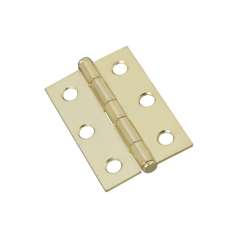 National Hardware N146-753 Cabinet Hinge, 1.68 in W, Steel, Brass, 6-Hole, Through-Hole Mounting
