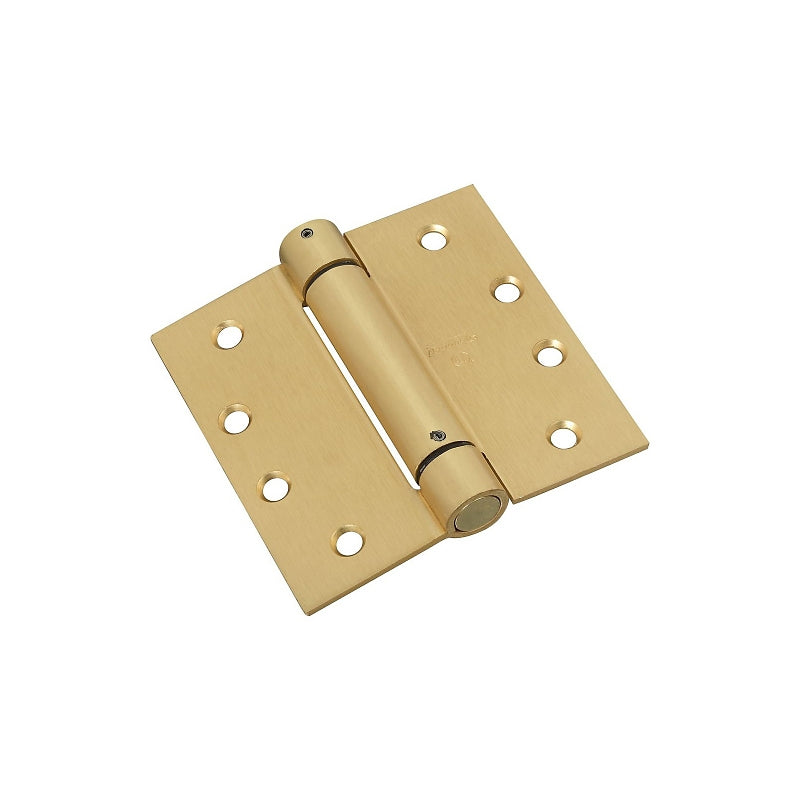 National Hardware N184-572 Spring Hinge, 4 in H Door Leaf, 4 in H Frame Leaf, 4 in L x 4 in W, Steel, Brass, 37 lb