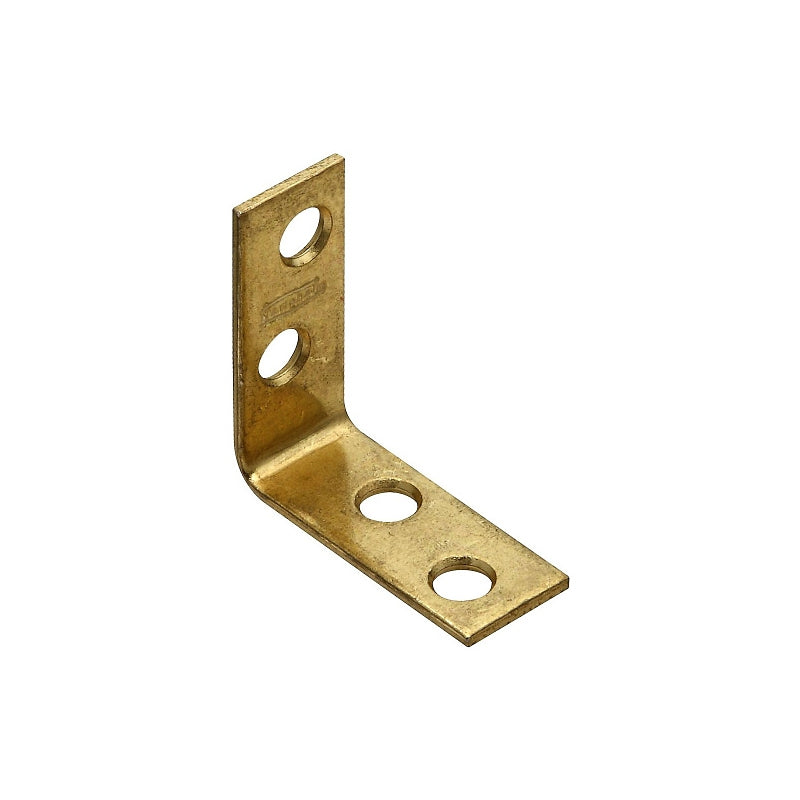 National Hardware V115 Series N190-827 Corner Brace, 1-1/2 in L, 5/8 in W, 1-1/2 in H, Steel, Brass