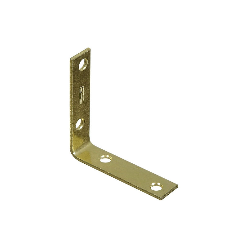 National Hardware V115 Series N190-850 Corner Brace, 3 in L, 3/4 in W, 3 in H, Steel, Brass, 0.11 in Thick Material