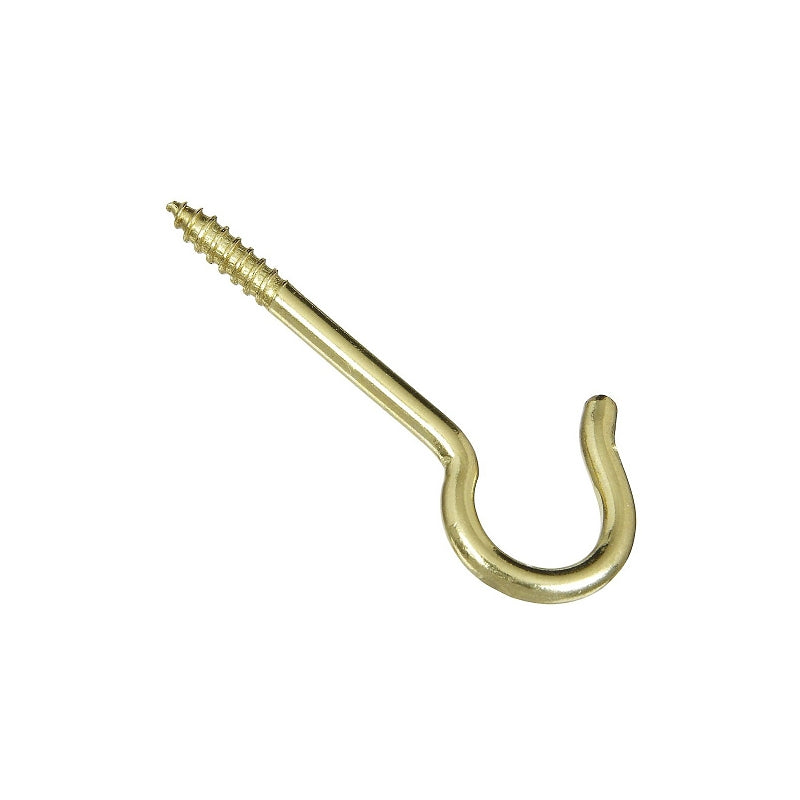 National Hardware V2041 Series N192-286 Ceiling Hook, 20 lb Working Load, #8, Brass