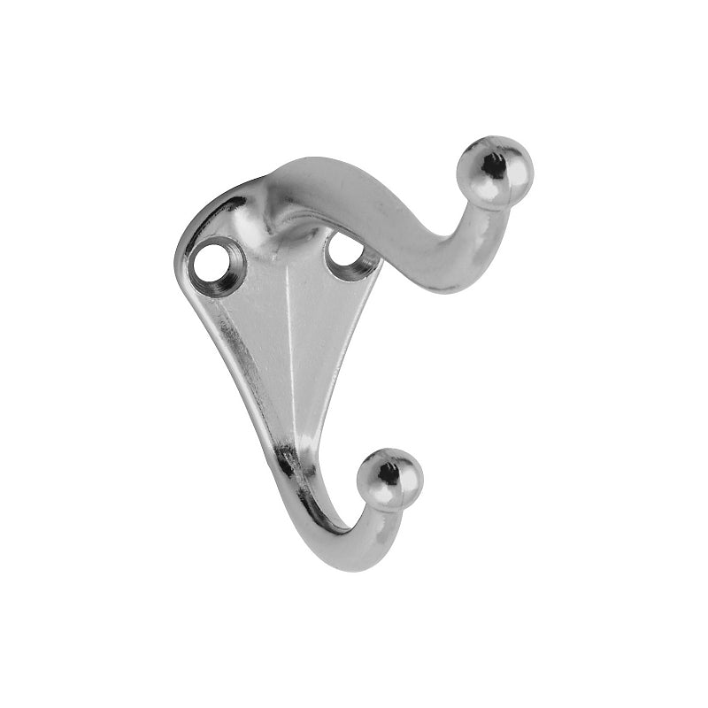 National Hardware V160 Series N192-781 Coat and Hat Hook, 35 lb, 2 -Hook, Zinc, Nickel-Plated