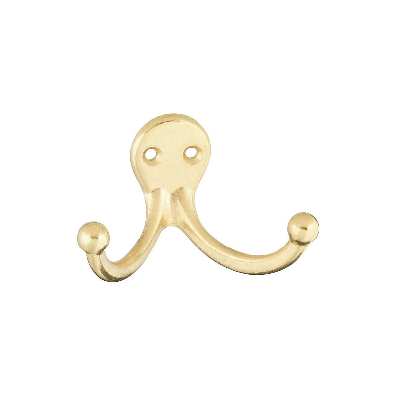 National Hardware V163 Series N199-224 Cloth Hook, 35 lb, 2-Hook, Zinc, Brass