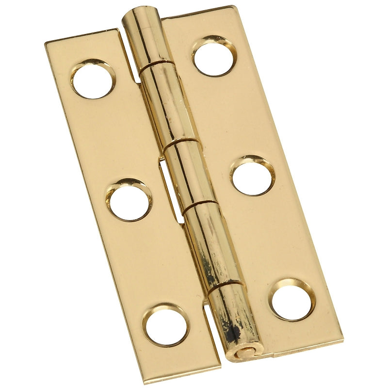 National Hardware N211-235 Decorative Narrow Hinge, 2 in H Door Leaf, 0.04 in Thick Door Leaf, 2 in H Frame Leaf, Brass