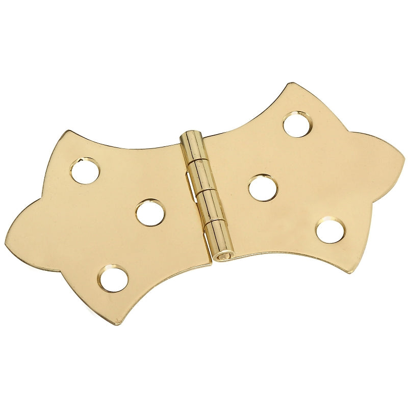 National Hardware N211-847 Decorative Hinge, 1.7 in H Door Leaf, 0.04 in Thick Door Leaf, 1.7 in H Frame Leaf, Brass