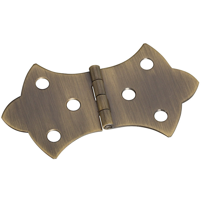 National Hardware N211-854 Decorative Hinge, 1.7 in H Door Leaf, 0.04 in Thick Door Leaf, 1.7 in H Frame Leaf, Brass