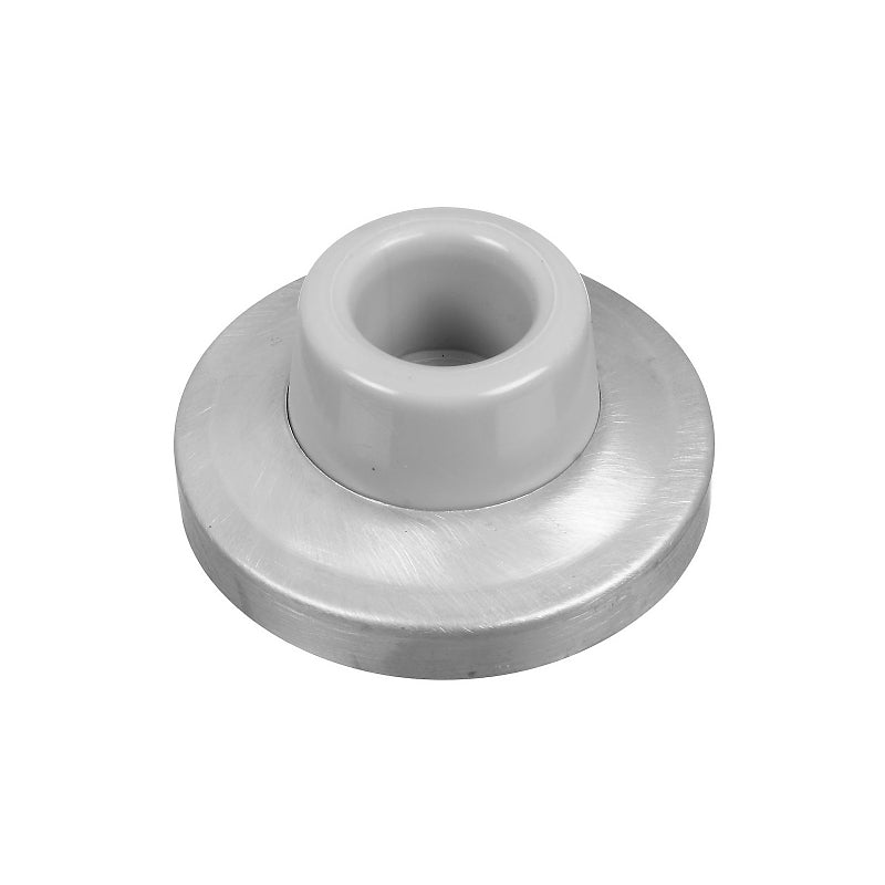 National Hardware N215-848 Door Stop, 2.34 in Dia Base, 1 in Projection, Brass/Rubber, Chrome-Plated