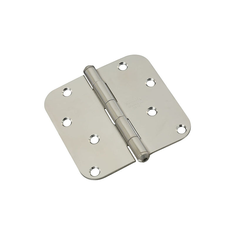 National Hardware N225-979 Door Hinge, 5/8 in Corner Radius, 4 in H Frame Leaf, Stainless Steel