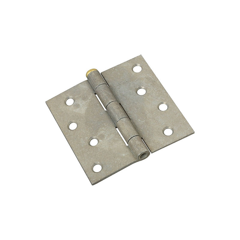 National Hardware N235-457 Broad Hinge, 4 in H Door Leaf, 4 in H Frame Leaf, 4 in L x 4 in W, Steel, Galvanized, 70 lb