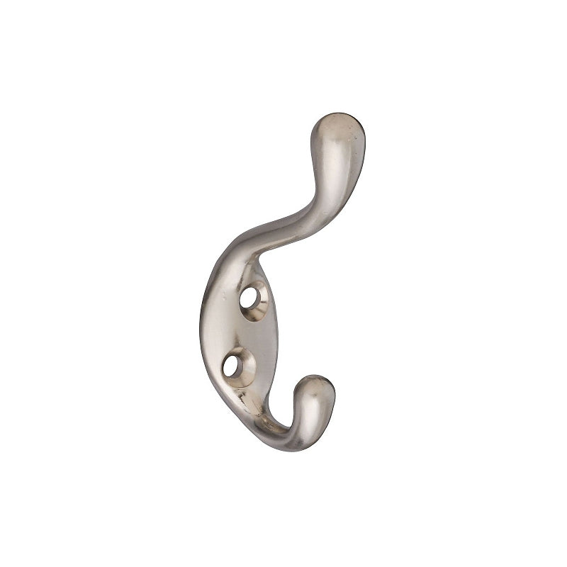 National Hardware V166 Series N331-009 Coat and Hat Hook, 75 lb, Zinc, Satin Nickel