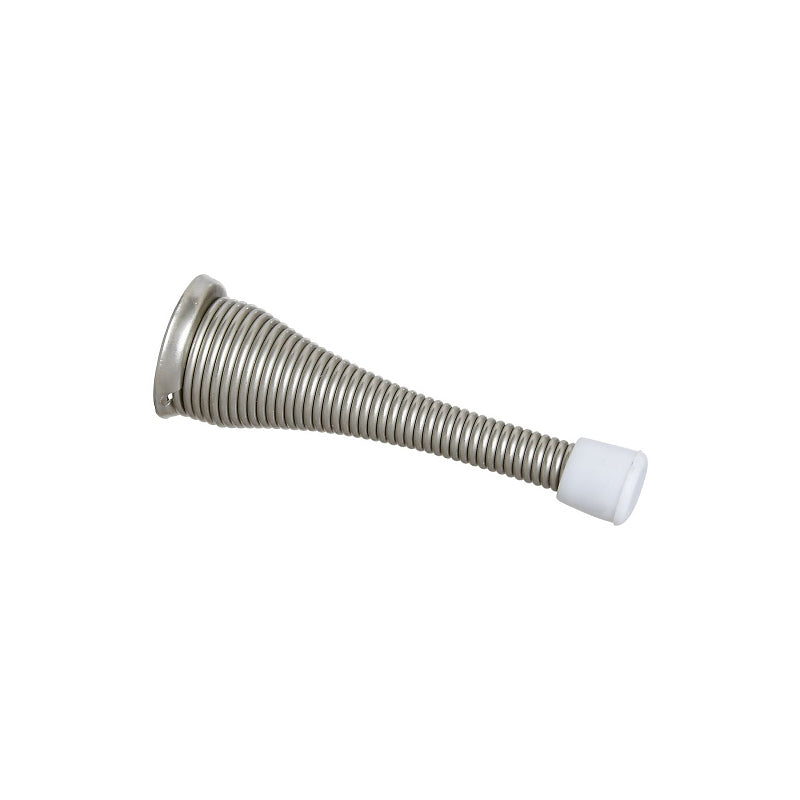 National Hardware N331-165 Door Stop, 15/16 in Dia Base, 3 in Projection, Rubber/Steel, Satin Nickel