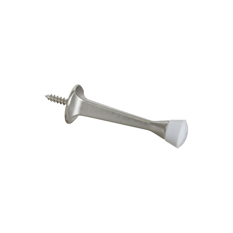 National Hardware N331-363 Door Stop, 31/32 in Dia Base, 3 in Projection, Plastic/Rubber/Zinc, Satin Nickel
