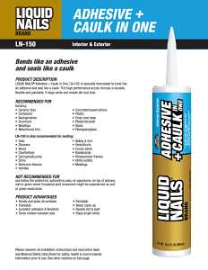 Liquid Nails LN-150 Adhesive Caulk, Bright White, 40 to 100 deg F, 10.1 oz Cartridge