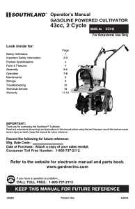 Southland SVC43 Powered Cultivator, Unleaded Gas, 43 cc Engine Displacement, 2-Cycle Engine, 5 in Max Tilling D