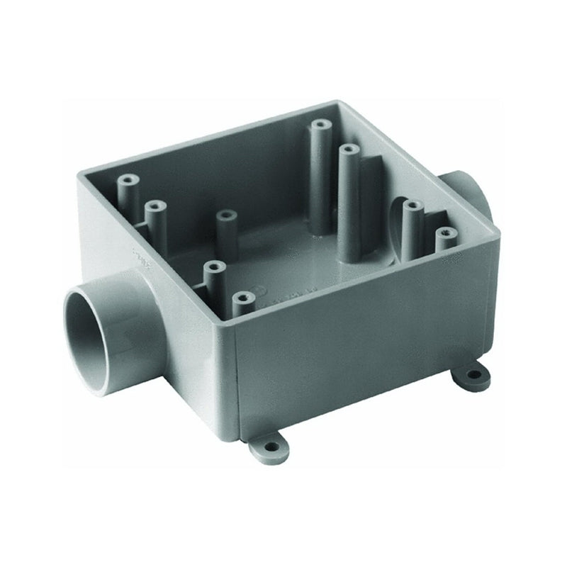 Carlon E9812E-CTN Switch Box, 2-Gang, 2-Outlet, 3/4 in Hub, PVC, Gray