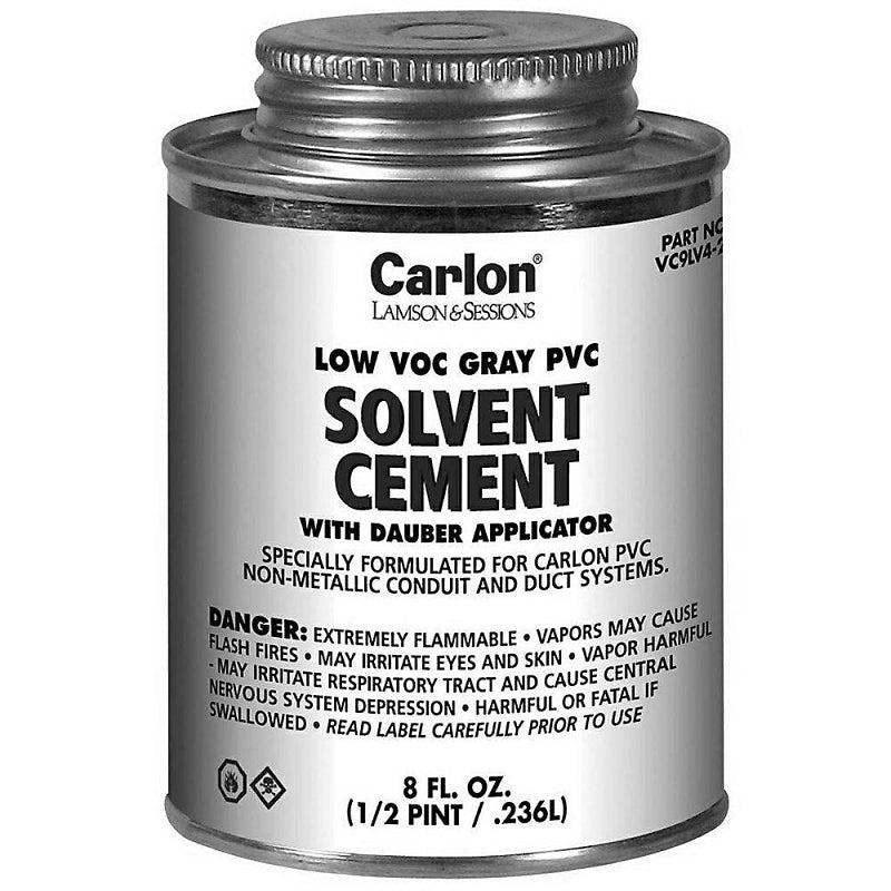 Carlon VC9LV4-24 Solvent Cement, 8 oz, Can, Liquid, Gray