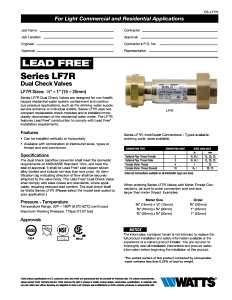 Watts 3/4X3/4 LF7RU2-2 Check Valve, 3/4 in, Union FNPT x FNPT, 10 to 175 psi Pressure, Brass Body