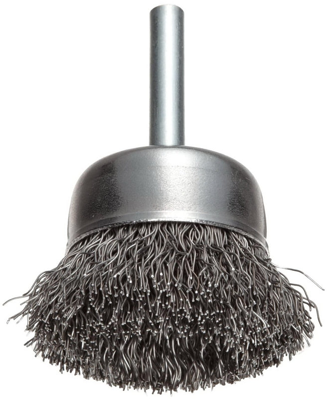 Vortec Pro 36029 Wire Cup Brush, 2 in Dia, 1/4 in Arbor/Shank, Crimped Bristle, 0.014 in Dia Bristle