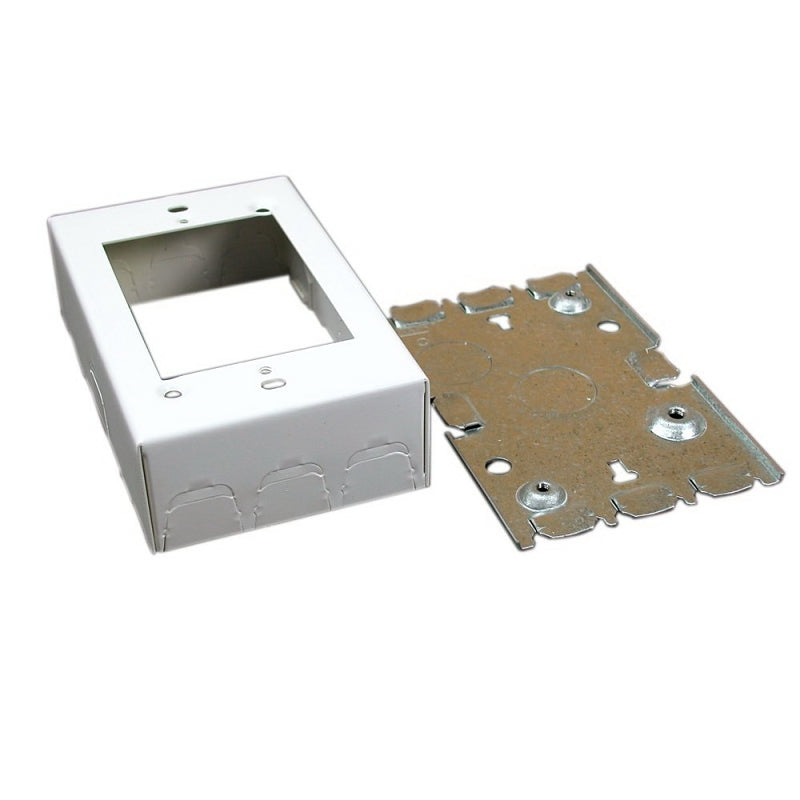 Wiremold 700 Series BW3 Outlet Box, 2-Gang, Stamped Steel, White, Wall Mounting