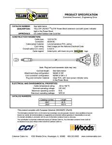 CCI 2820 Power Block, 100 ft L, 3 -Outlet, 15 A, 125 V, Yellow Sheath