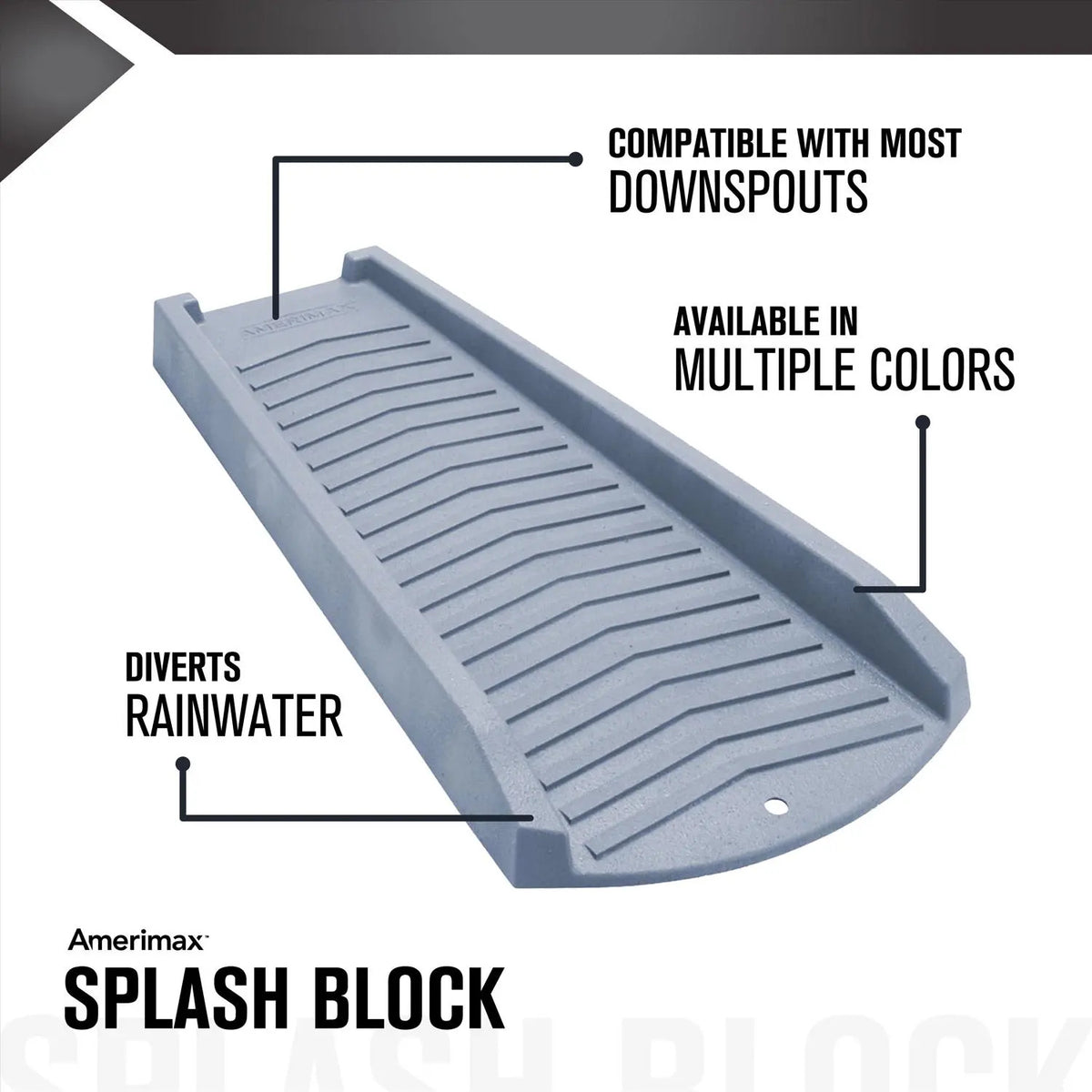 Amerimax 3014-12 Splash Block, 24 in L, 11-1/2 in W, Slate Gray, Polypropylene